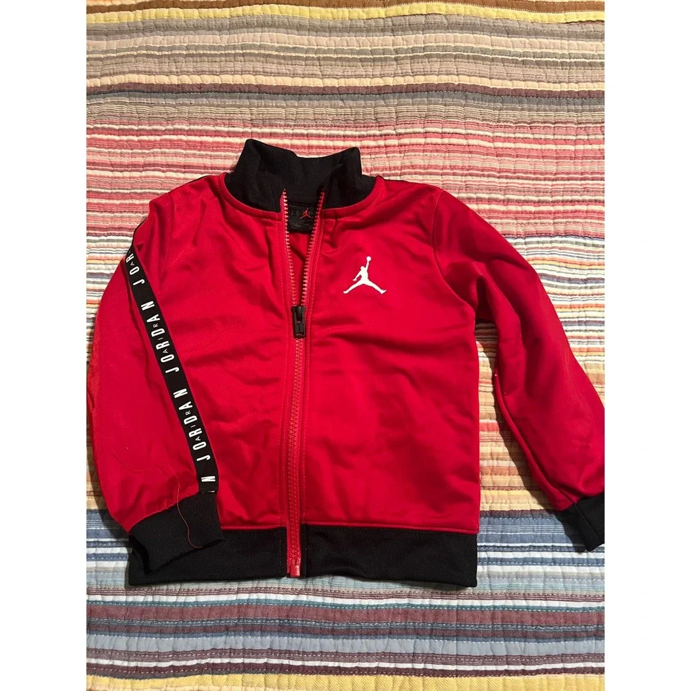 Jordan Toddler Track Jacket Red Black Full Zip Athletic Activewear 24‎ Months